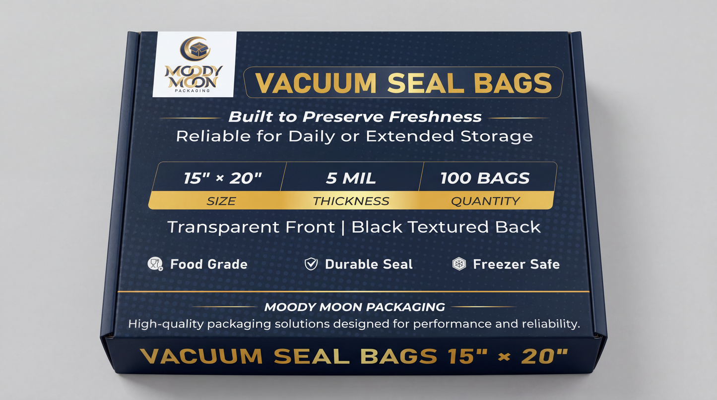 15" x 20" Black/Clear Vacuum Seal Bags 5Mil
