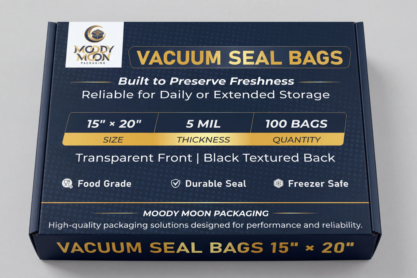 15" x 20" Black/Clear Vacuum Seal Bags 5Mil